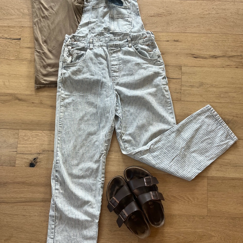 We The Free Striped Jumpsuit in Gray and White